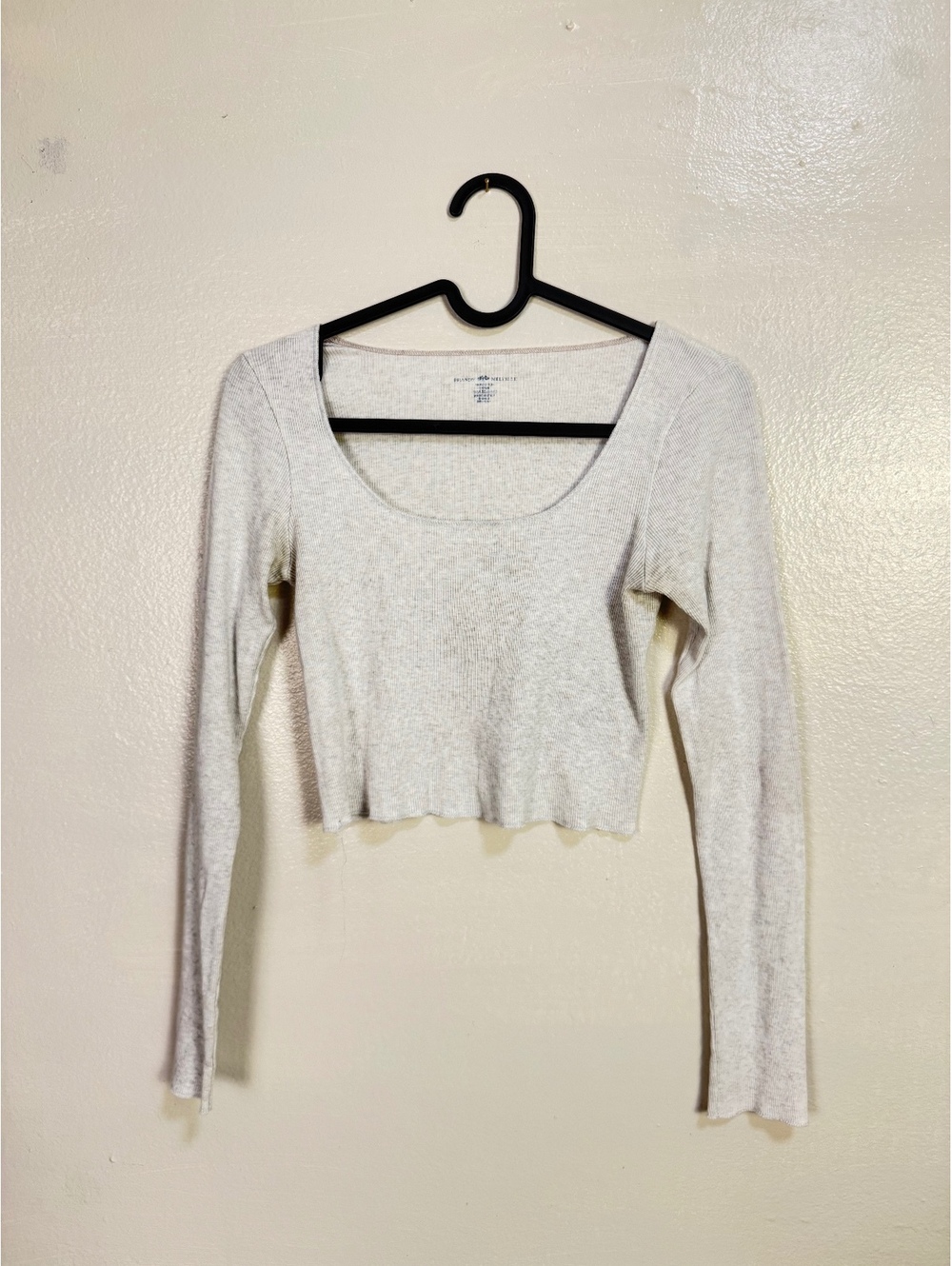 Brixton Melville Light Beige Ribbed Long Sleeve Crop Top